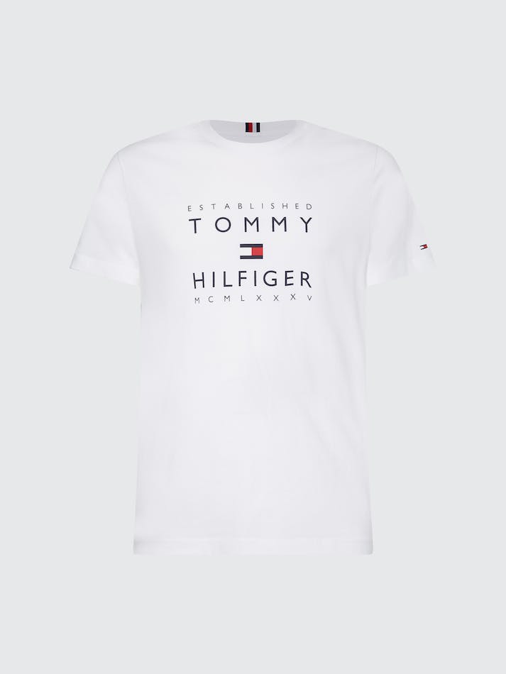 Tommy Hilfiger Established Stacked Men's T Shirts White | ffdbu3G8NrrT