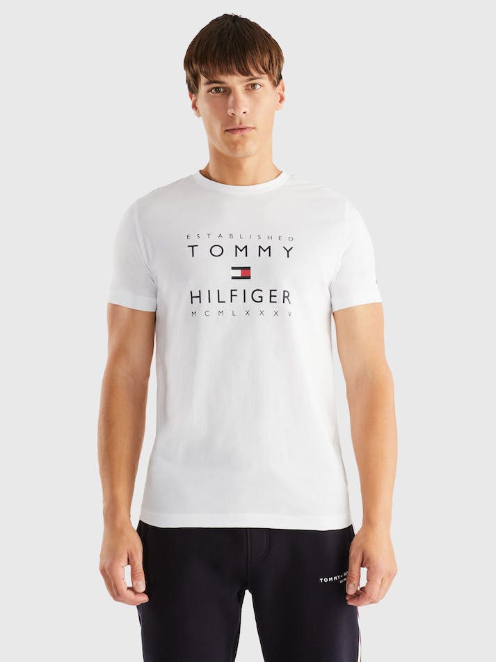 Tommy Hilfiger Established Stacked Men\'s T Shirts White | ffdbu3G8NrrT