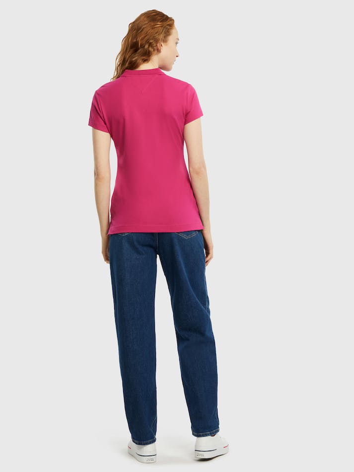 Tommy Hilfiger Five-Button Placket Slim Fit Women's Polo Shirts Pink | dUt4lkb7NafK