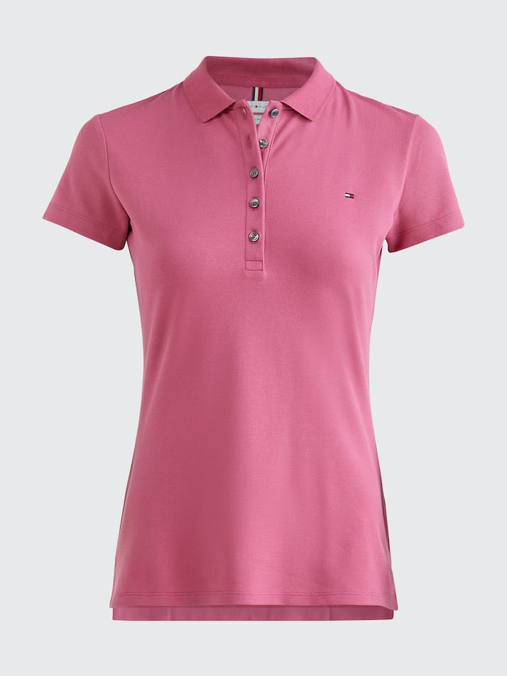 Tommy Hilfiger Five-Button Placket Slim Fit Women's Polo Shirts Rose Red | oa49lE2oMcCE