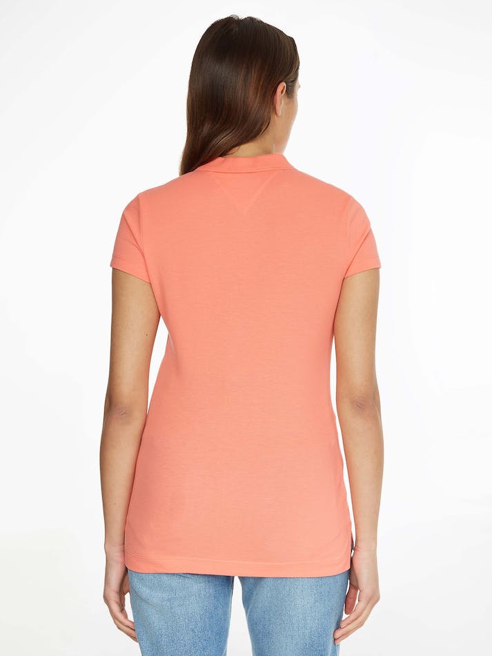 Tommy Hilfiger Five-Button Placket Slim Fit Women's Polo Shirts Coral | w1WvRZ6sm4Gm