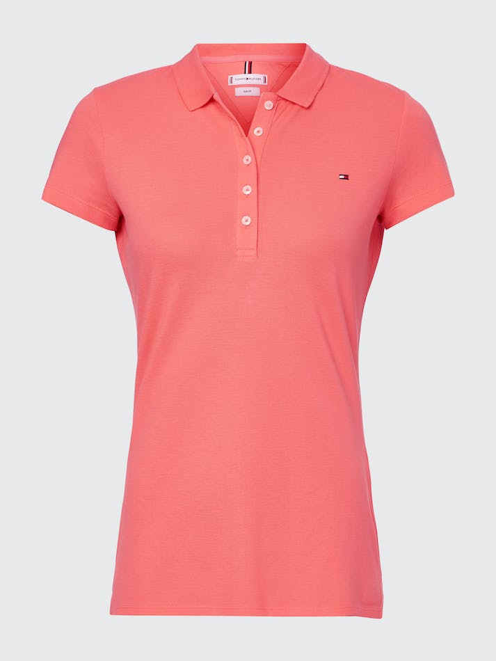 Tommy Hilfiger Five-Button Placket Slim Fit Women's Polo Shirts Coral | w1WvRZ6sm4Gm