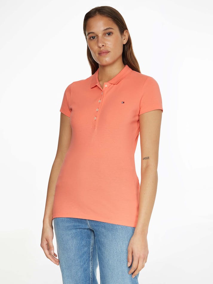 Tommy Hilfiger Five-Button Placket Slim Fit Women\'s Polo Shirts Coral | w1WvRZ6sm4Gm