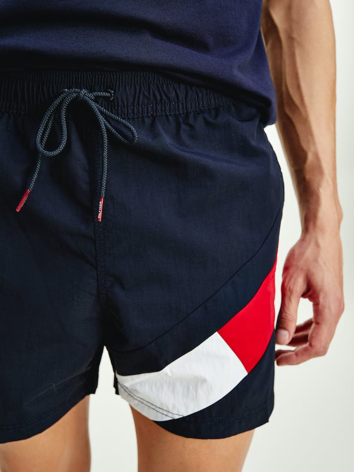 Tommy Hilfiger Flag Drawstring Swim Men's Shorts Blue | CYucgdRIAyM3