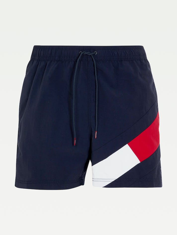 Tommy Hilfiger Flag Drawstring Swim Men's Shorts Blue | CYucgdRIAyM3