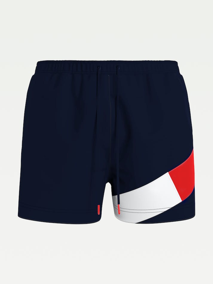 Tommy Hilfiger Flag Drawstring Swim Men's Shorts Blue | CYucgdRIAyM3