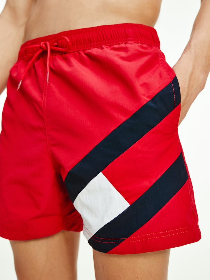 Tommy Hilfiger Flag Drawstring Swim Men's Shorts Red | sNE7tJT3HIjr