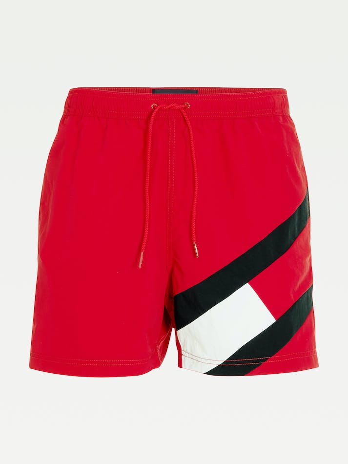 Tommy Hilfiger Flag Drawstring Swim Men's Shorts Red | sNE7tJT3HIjr