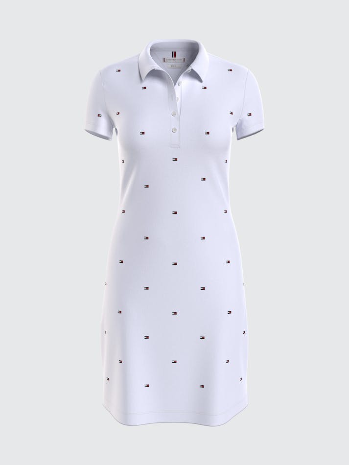 Tommy Hilfiger Flag Embroidery Polo Women's Dress White | eFQ4xI3SOIMV