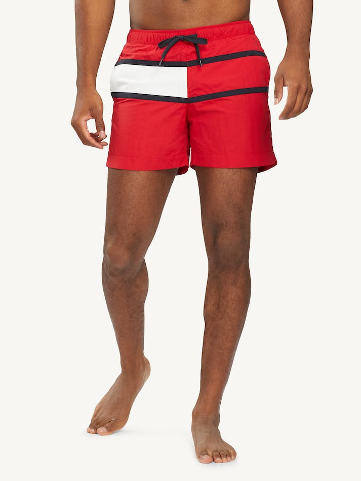 Tommy Hilfiger Flag Regular Fit Mid Length Swim Men\'s Swimwear Red | elT9Z1tSYIHp