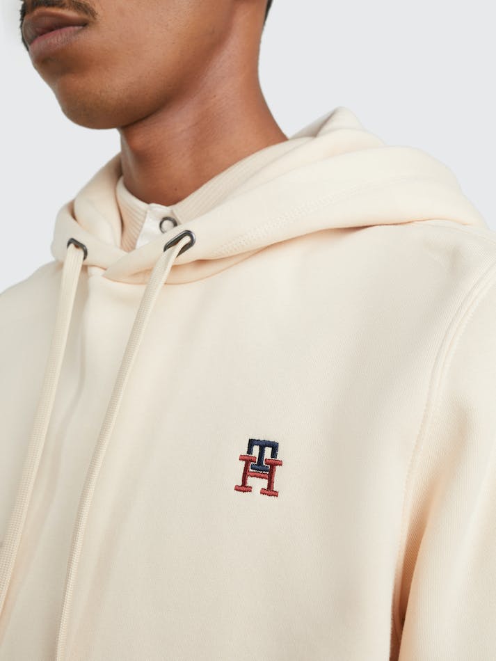 Tommy Hilfiger Fleece Monogram Men's Hoodie Beige | Nk1zqG8P6qrQ