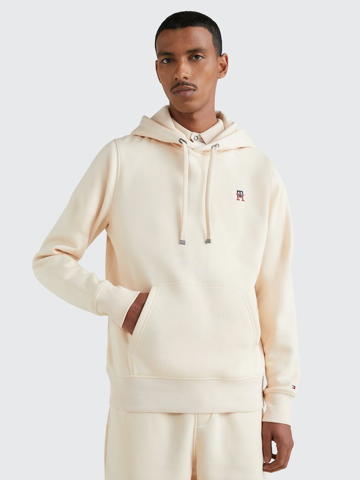 Tommy Hilfiger Fleece Monogram Men\'s Hoodie Beige | Nk1zqG8P6qrQ