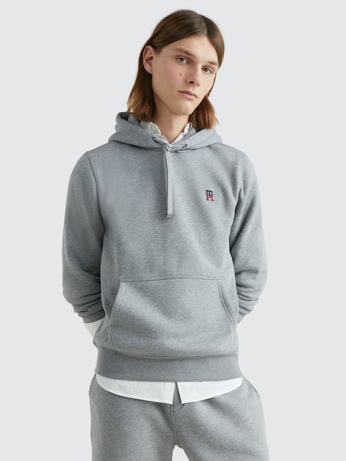 Tommy Hilfiger Fleece Monogram Men\'s Hoodie Dark Grey | ZbVD7zhhDxwo