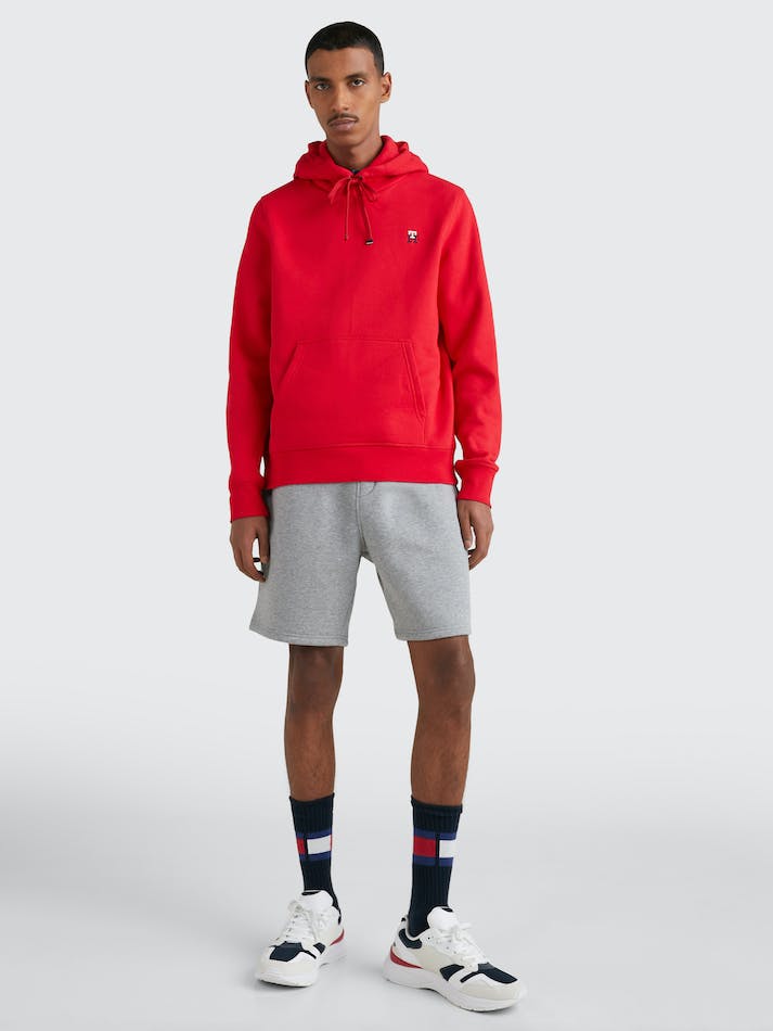 Tommy Hilfiger Fleece Monogram Men's Hoodie Red | H6B2dQ0UjYbW