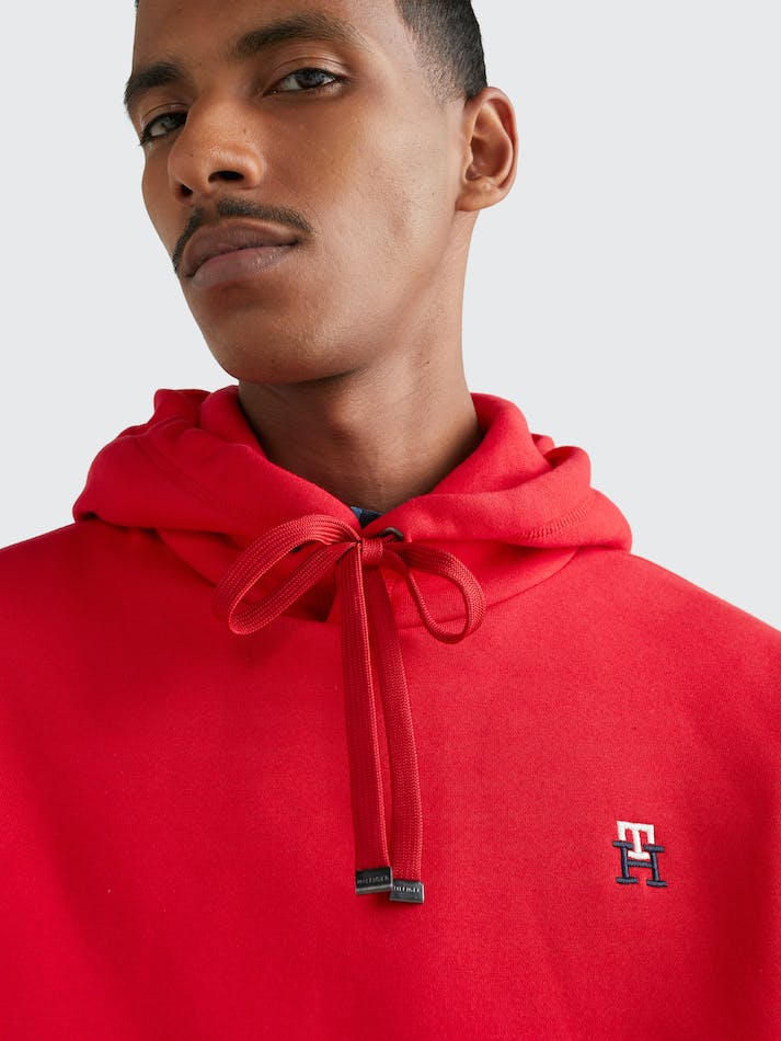 Tommy Hilfiger Fleece Monogram Men's Hoodie Red | H6B2dQ0UjYbW