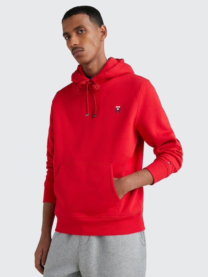 Tommy Hilfiger Fleece Monogram Men\'s Hoodie Red | H6B2dQ0UjYbW