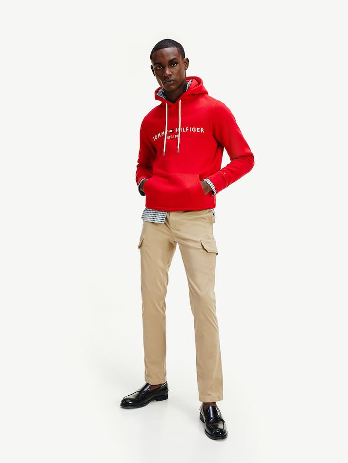 Tommy Hilfiger Flex Logo Men's Hoodie Red | jfJfLxDIYrjv