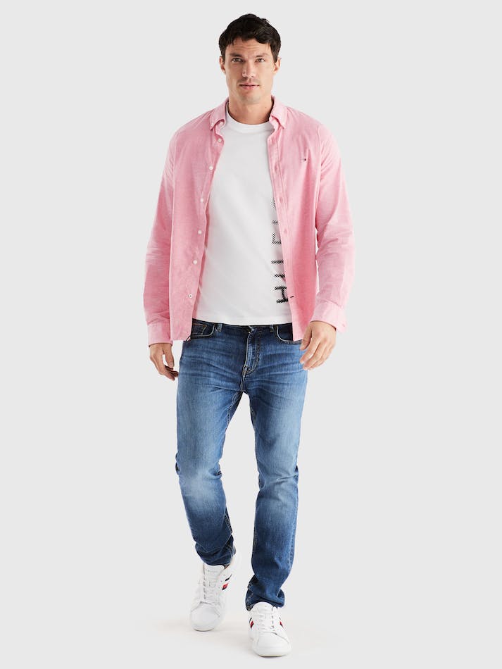 Tommy Hilfiger Flex Oxford Men's Shirts Pink | RWmEahRvSIVO