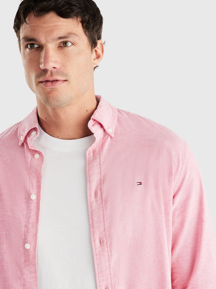 Tommy Hilfiger Flex Oxford Men's Shirts Pink | RWmEahRvSIVO