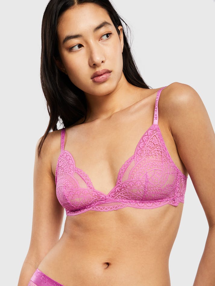 Tommy Hilfiger Floral Lace Unpadded Triangle Women's Lingerie Pink | cC4qN9Rtiv7N