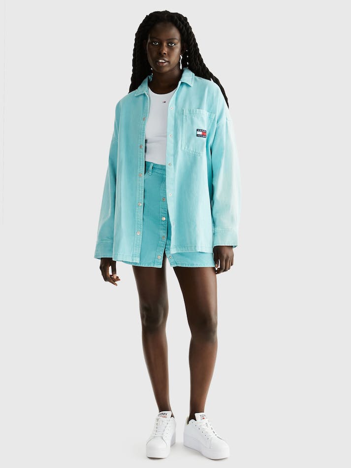 Tommy Jeans Garment Dye Women's Shirts Ocean Tide | BvZGzC5qyNnL