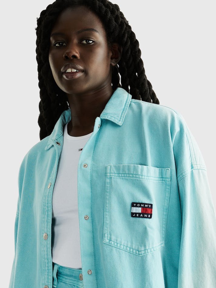 Tommy Jeans Garment Dye Women's Shirts Ocean Tide | BvZGzC5qyNnL