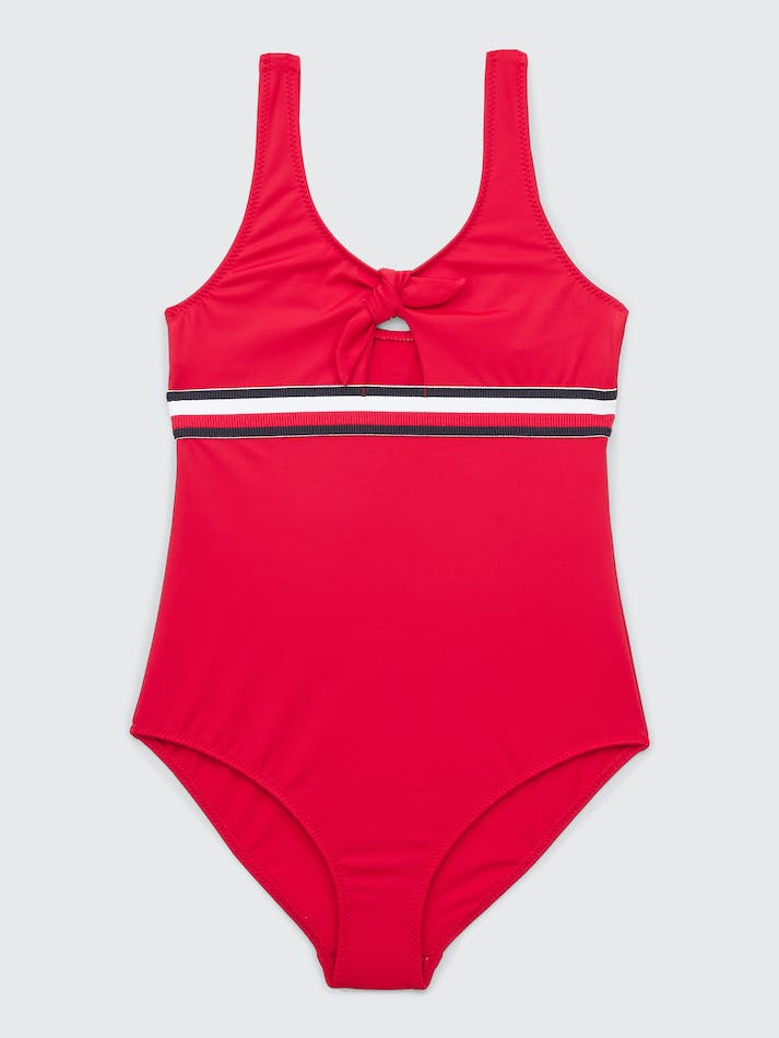 Tommy Hilfiger Girls 8-16 Bow One-Piece Kids\' Swimwear Red | rdMc160XkJNo