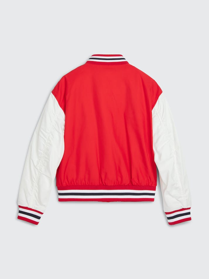 Tommy Hilfiger Girls 8-16 Colour-Blocked Padded Bomber Kids' Jackets Deep Red | gPjvgLOu2mk2