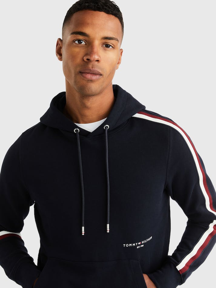 Tommy Hilfiger Global Stripe Men's Hoodie Blue | 1mXCvVguivHq