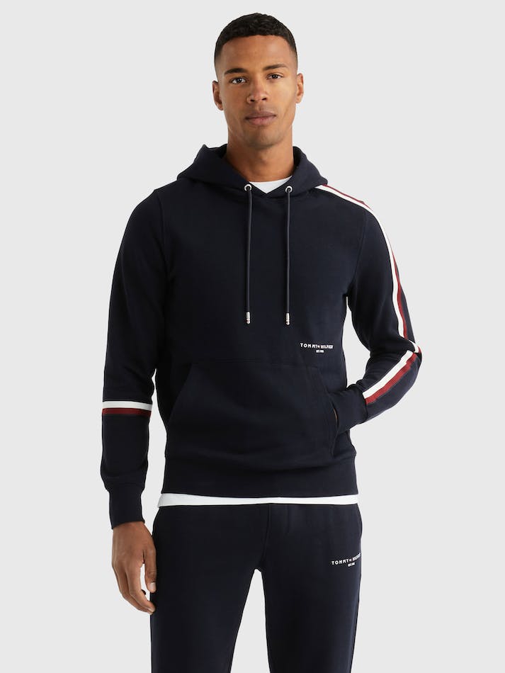 Tommy Hilfiger Global Stripe Men\'s Hoodie Blue | 1mXCvVguivHq