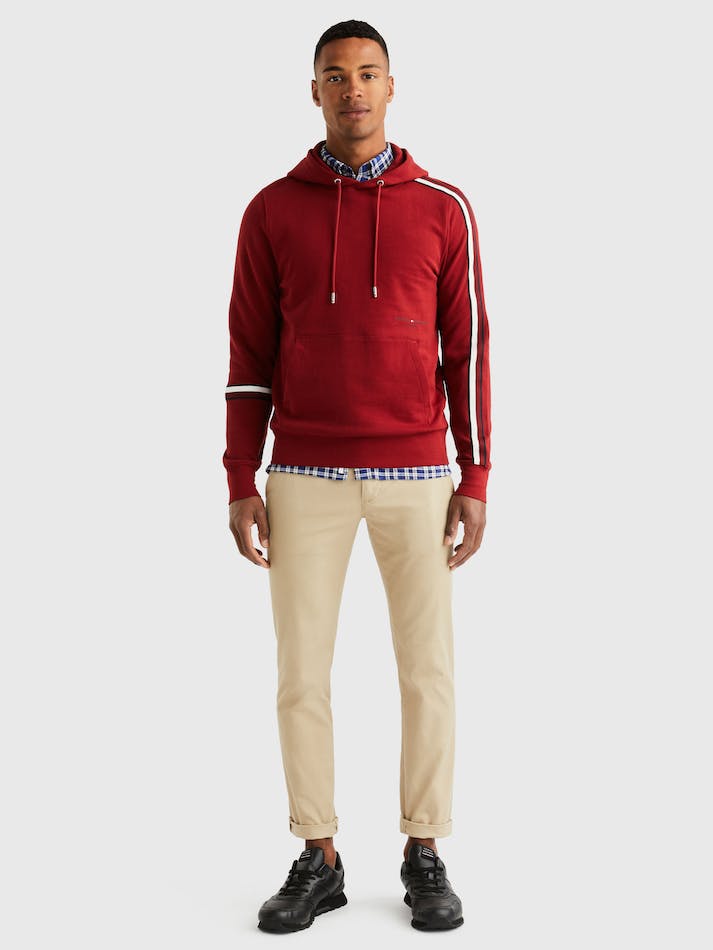 Tommy Hilfiger Global Stripe Men's Hoodie Red | wsM15m6hlCtr