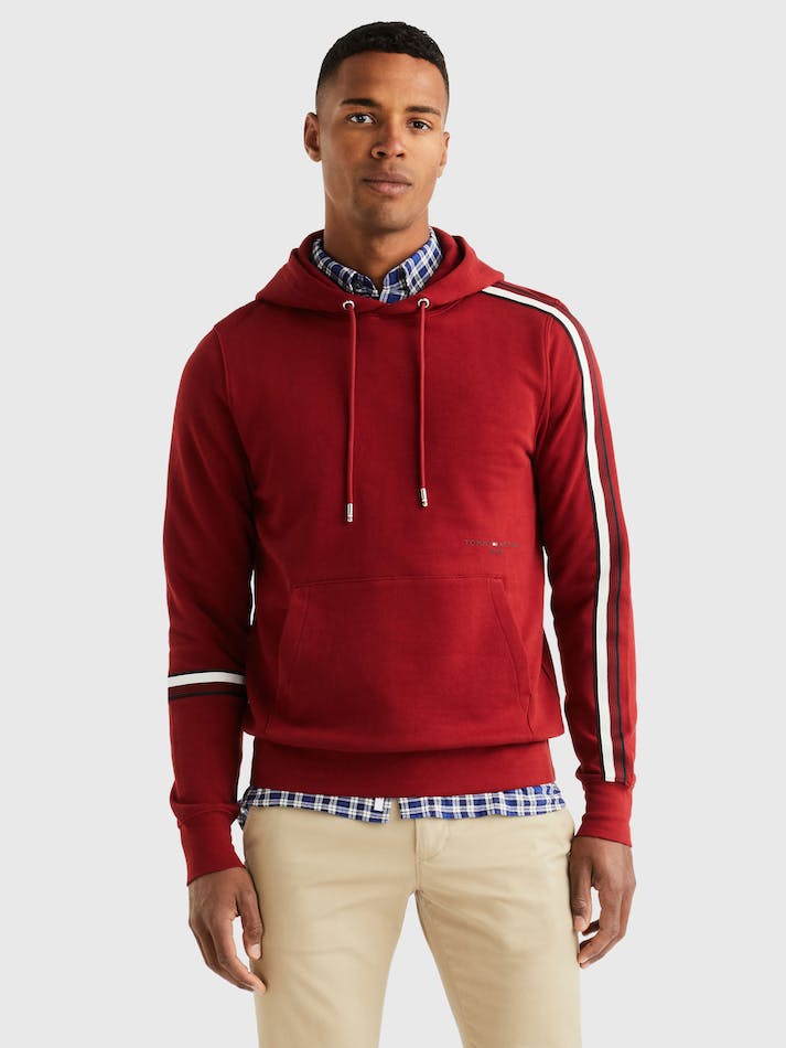 Tommy Hilfiger Global Stripe Men\'s Hoodie Red | wsM15m6hlCtr