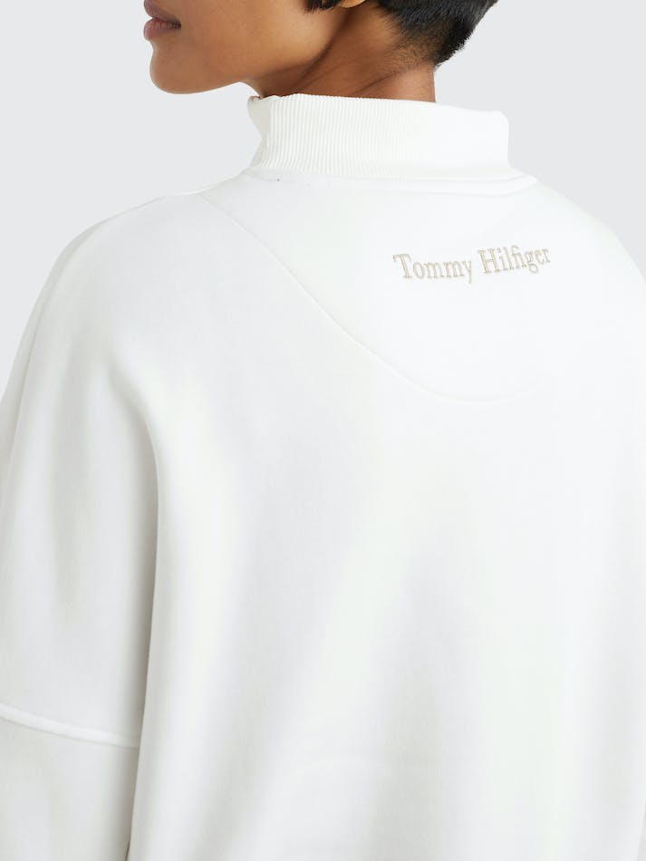 Tommy Hilfiger Half-Zip Relaxed Fit Women's Sweatshirt White | 3U4b0Vssq70m