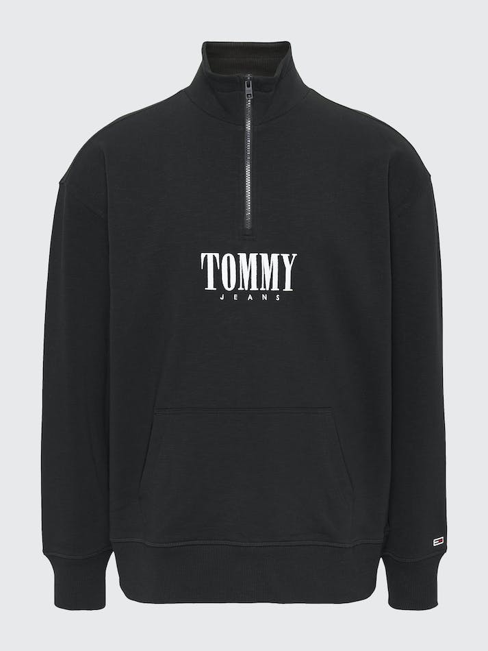 Tommy Jeans Half-Zip Relaxed Fit Men's Sweatshirt Black | abu1LWipt82i