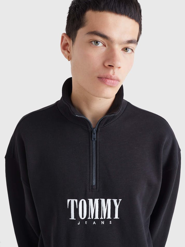 Tommy Jeans Half-Zip Relaxed Fit Men's Sweatshirt Black | abu1LWipt82i