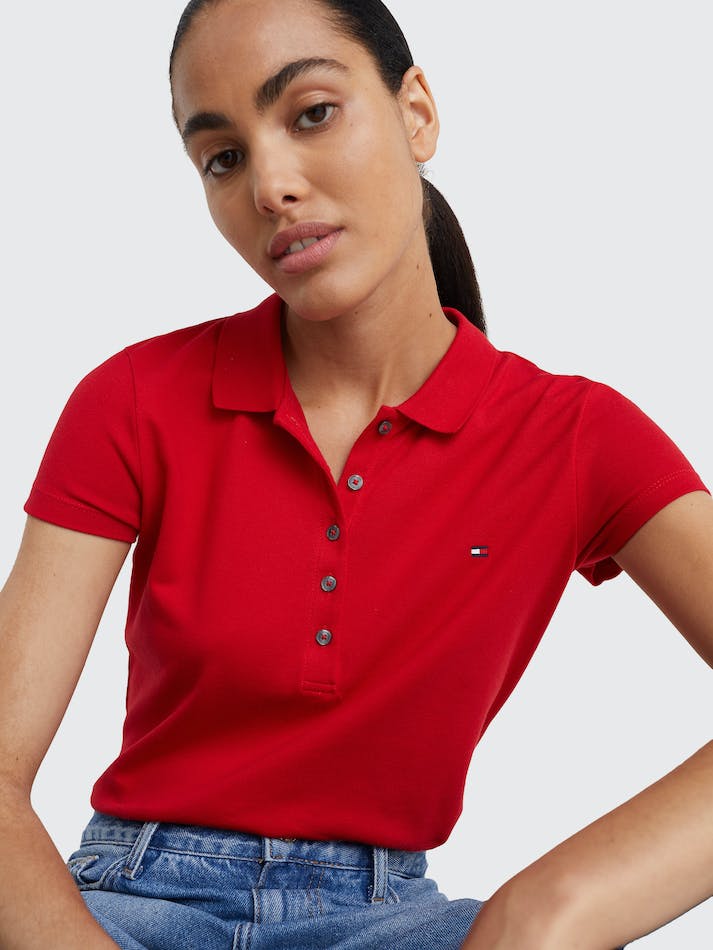 Tommy Hilfiger Heritage Slim Fit Polo Women's Polo Shirts Red | Z6NxWOSqozFT