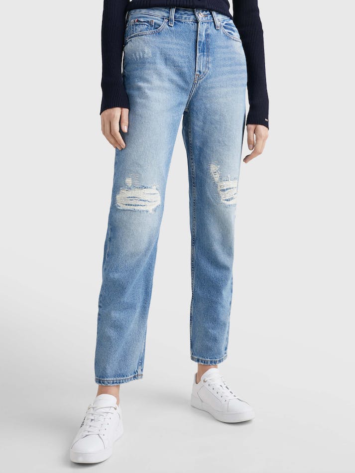 Tommy Hilfiger High Rise Straight Distressed Women's Jeans Babe | 0vgUkdZNHMBT