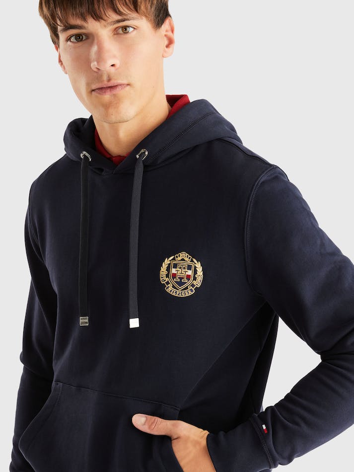 Tommy Hilfiger Icon Back Patch Men's Hoodie Blue | EM5OxcMfWcmh