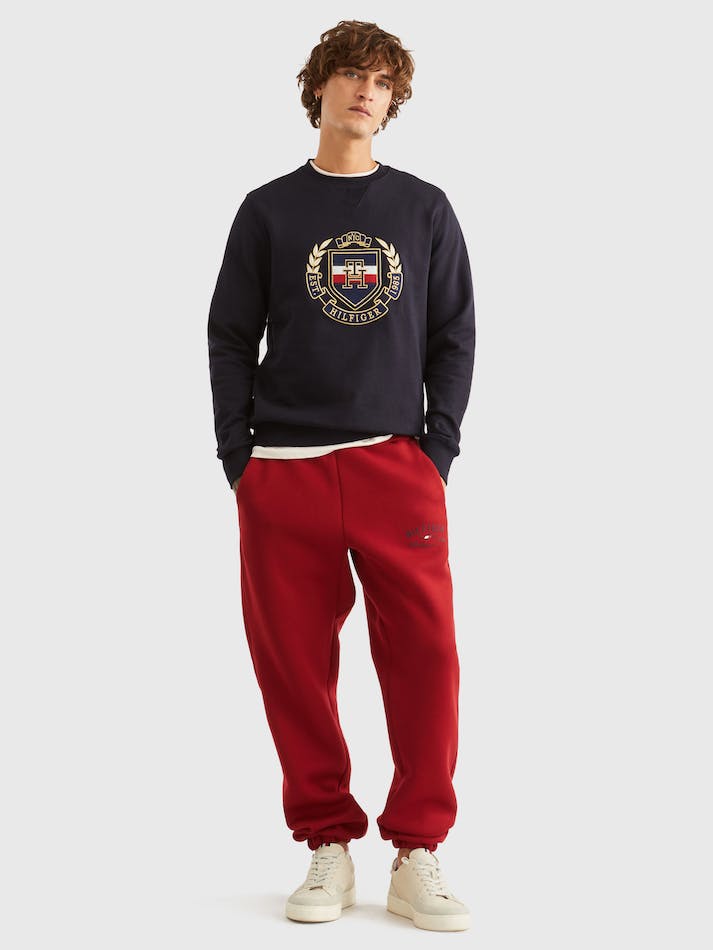 Tommy Hilfiger Icon Stack Crest Men's Sweatshirt Blue | zFOTSAqYAwp0