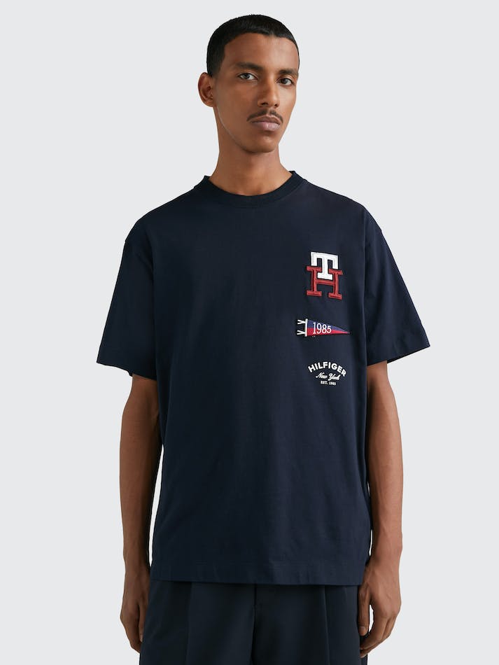 Tommy Hilfiger Icons Archive Fit Logo Men\'s T Shirts Blue | SXcKufatpRRT