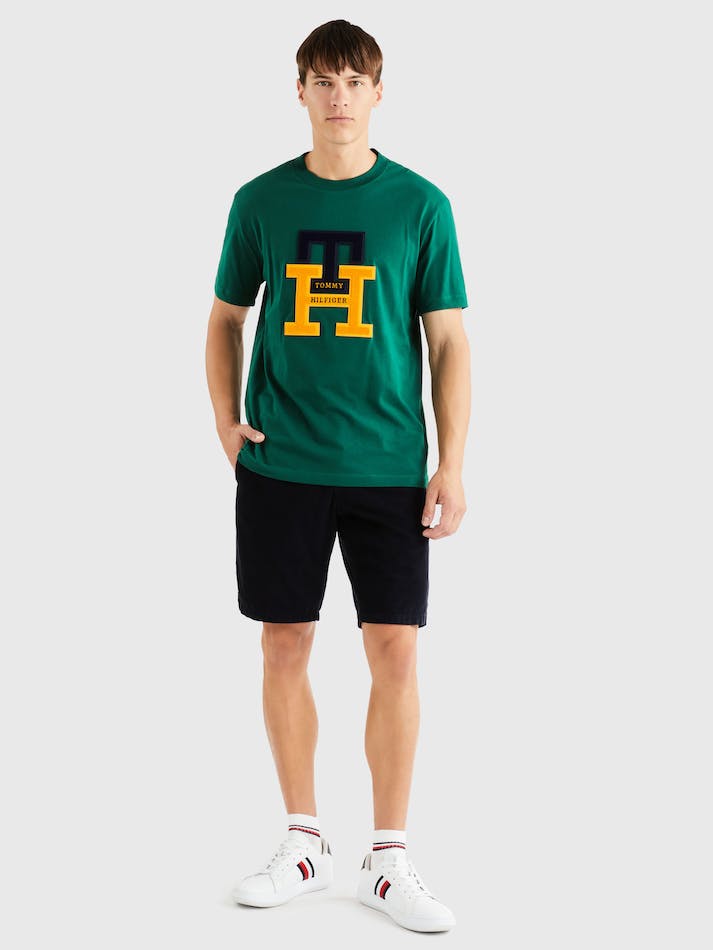 Tommy Hilfiger Icons Black Watch Tartan Monogram Men's T Shirts Green | TlYtsV6Ecbng