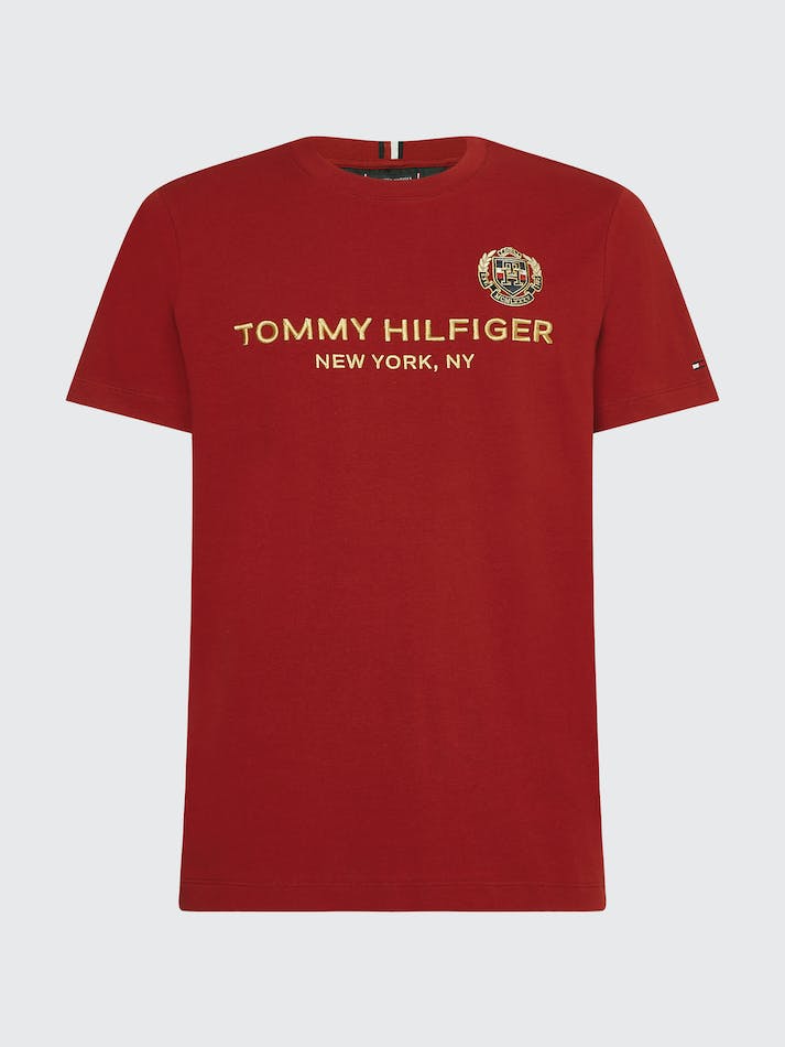 Tommy Hilfiger Icons Crest Men's T Shirts Red | qMl72nfNukTx