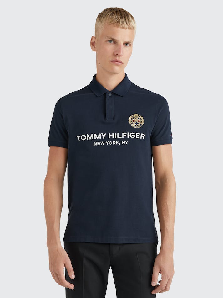 Tommy Hilfiger Icons Crest Slim Fit Men's Polo Shirts Blue | C1fNKvRMBtif