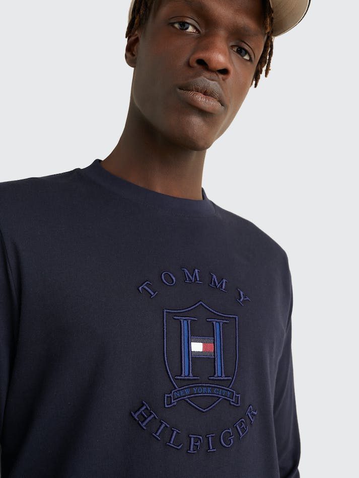 Tommy Hilfiger Icons Logo Long Sleeve Men's T Shirts Blue | eo5cGOGwJpnE