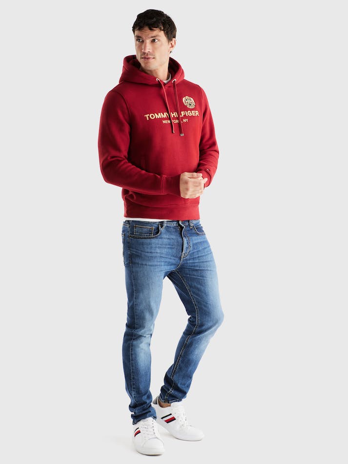 Tommy Hilfiger Icons Logo Men's Hoodie Red | x8mahTEBpz5B