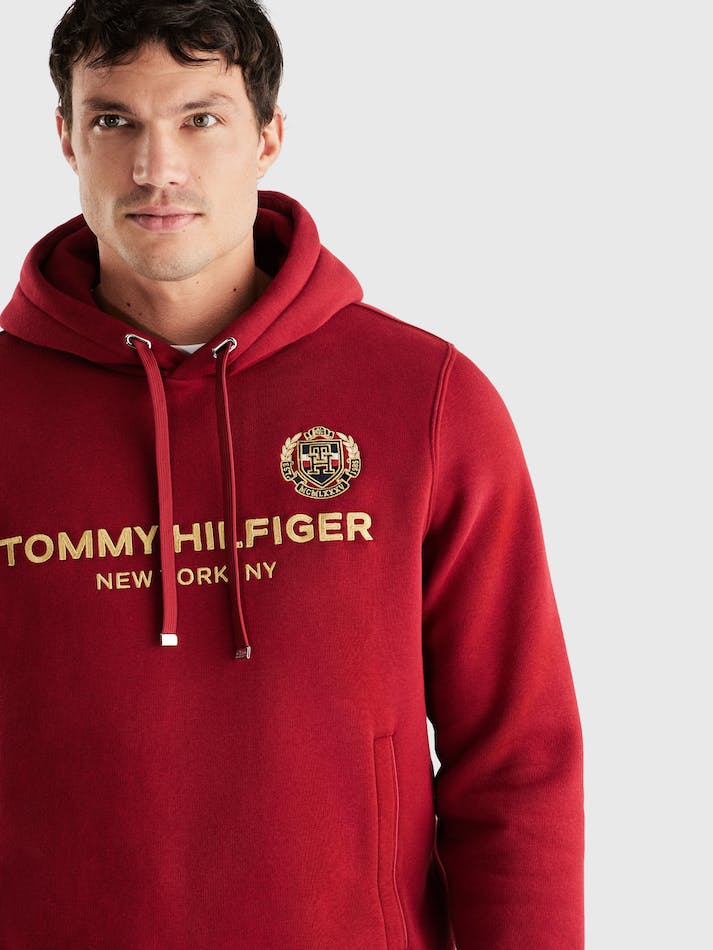 Tommy Hilfiger Icons Logo Men's Hoodie Red | x8mahTEBpz5B