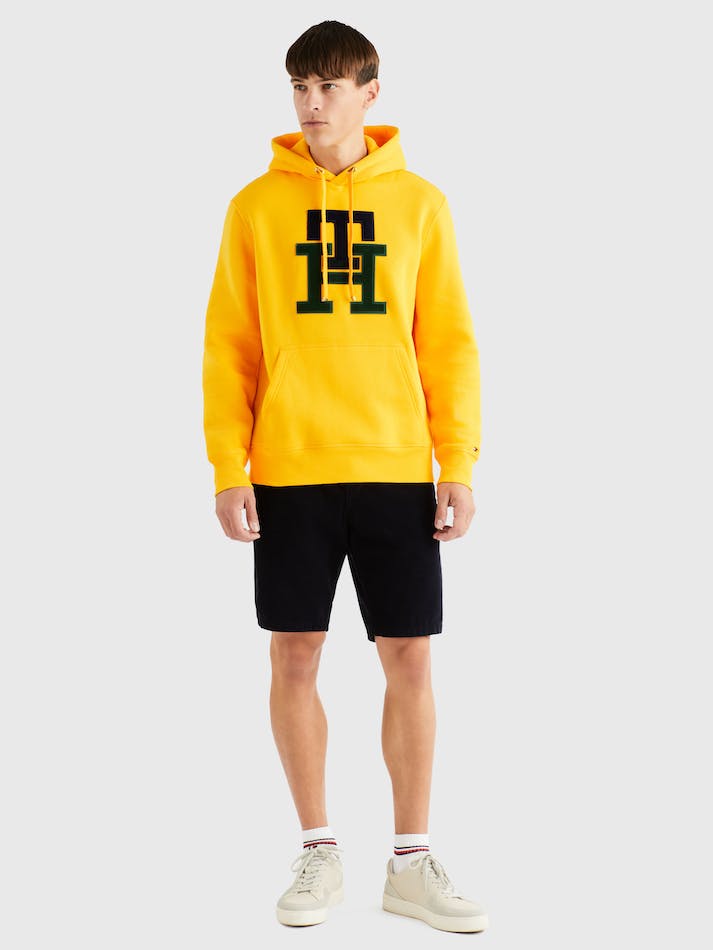 Tommy Hilfiger Icons Monogram Casual Fit Men's Hoodie Solstice | SkxpTGnIOUCw