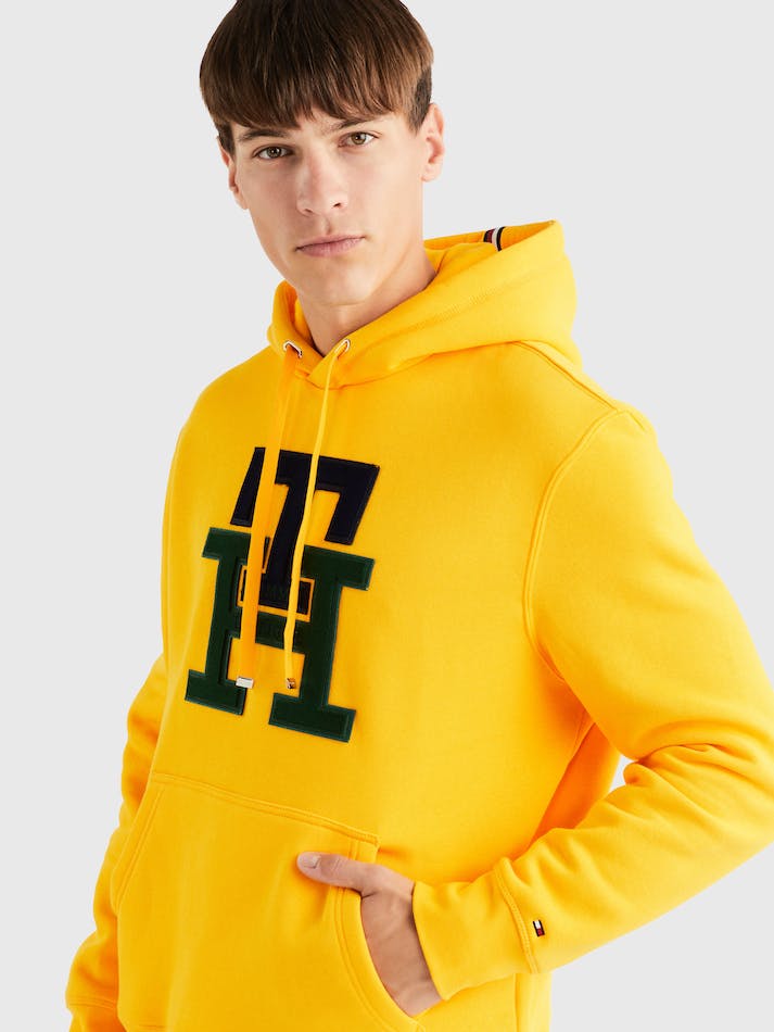 Tommy Hilfiger Icons Monogram Casual Fit Men's Hoodie Solstice | SkxpTGnIOUCw