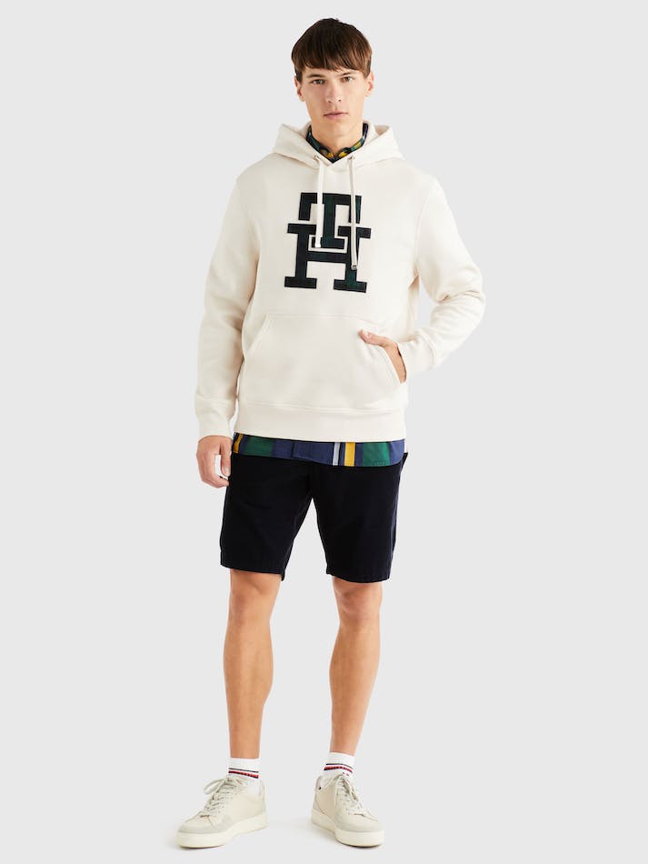 Tommy Hilfiger Icons Monogram Casual Fit Men's Hoodie White | p7vCMQ1MPHpK