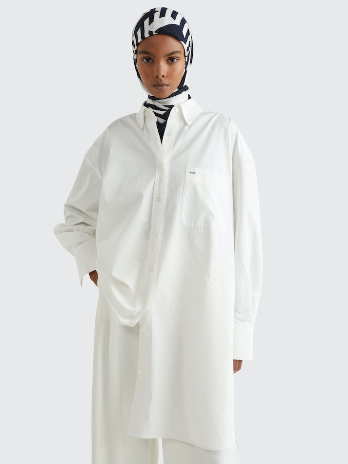 Tommy Hilfiger Icons Oversized Shirt Women's Dress White | tBdC12XdrWQv